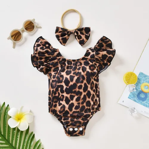 Vista 9 de Traje de baño de una pieza con volantes y escamas de pez de sirena para niña pequeña