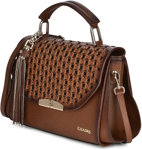 Vista 2 de Cuadra Bolso de mano para mujer en piel bovina marrón BOD32RS
