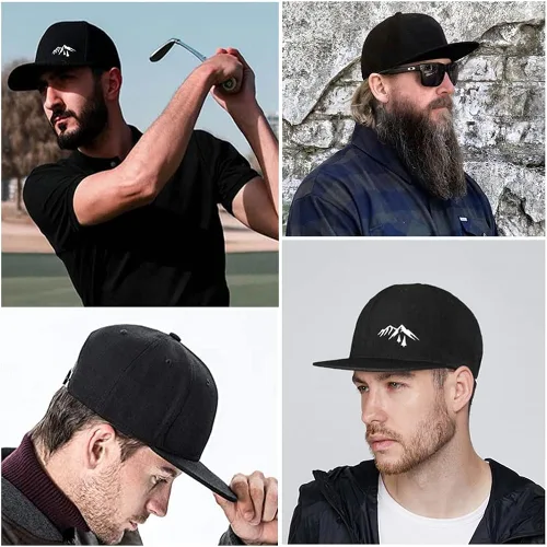 Vista 2 de Tijeyi Sombreros Snapback para hombre, gorra de béisbol ajustable en color negro, para papá, bandera estadounidense, diseño de pirata, calavera