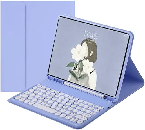 Vista 13 de Funda para teclado Galaxy Tab S6 Lite 2024/2022/2020 con soporte para bolígrafo S, funda magnética desmontable para teclado con teclas redondas