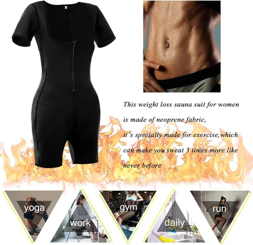 Vista 3 de ALVAGO - Traje de sauna para pérdida de peso para mujer neopreno para adelgazar con mangas