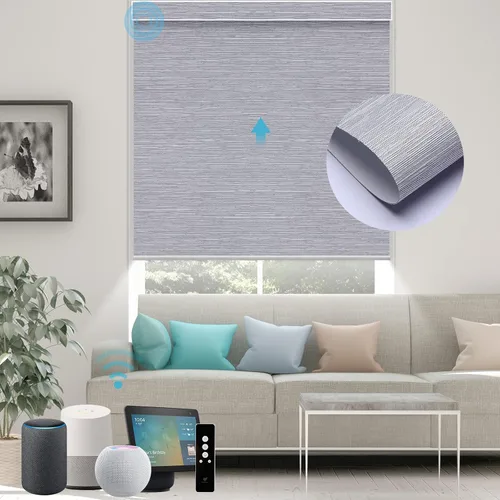 Vista 82 de SmartWings Persianas Motorizadas con Sombras para Ventana Control Remoto Funciona con Thread Apple Homekit Z-Wave Alexa 100% Blackout de Doble Cara