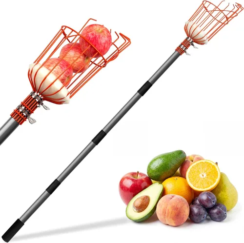 Vista 9 de Walensee Recolector de frutas de 5.5 pies, herramienta ajustable para recoger frutas con poste de acero inoxidable ligero y canasta grande,