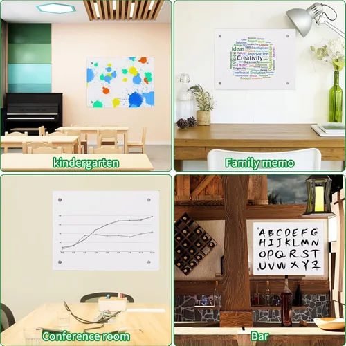 Vista 5 de iCAGY Pizarra blanca acrílica de borrado en seco para pared, pequeña pizarra blanca para oficina, hogar y niños, diseño elegante, fácil instalación