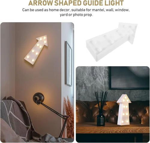 Vista 9 de Letrero de flecha 3D con luz LED de plástico en forma de flecha, letrero iluminado para decoración de pared para sala de cumpleaños, boda