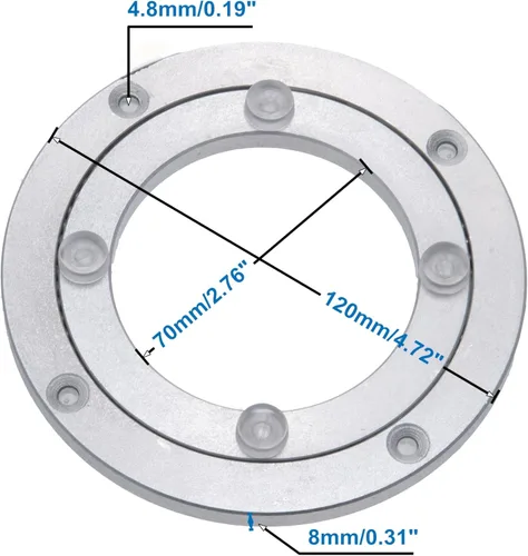 Vista 5 de Placa giratoria de aluminio resistente Lazy Susan con rodamiento giratorio para mesa de comedor (4 pulgadas)