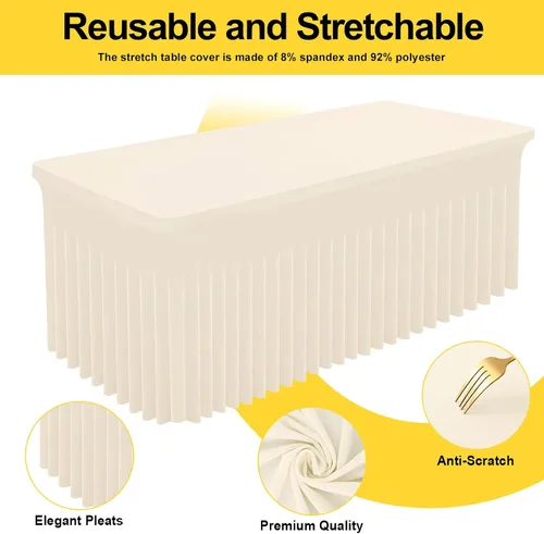 Vista 4 de Smiry Mantel de elastano, elástico ajustable para mesas rectangulares de 3 pies, impermeable, lavable, para exteriores, bodas, banquetes y fiestas