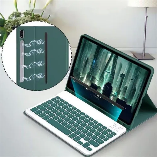 Vista 6 de Funda para Tablet Galaxy Tab A8 de 10.5 pulgadas con Teclado, Funda Protectora Delgada de Colores Caramelo con Teclado Magnético Desmontable