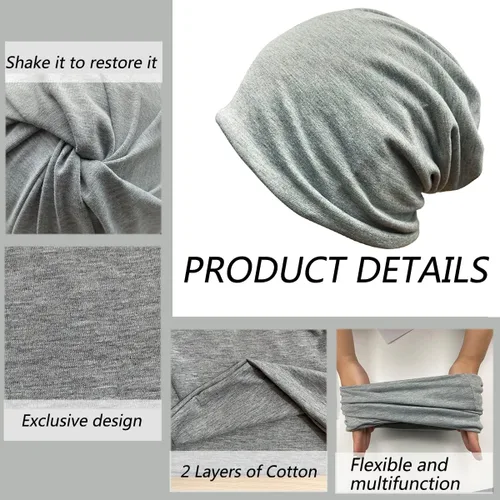Vista 3 de JarseHera Gorros de algodón para quimioterapia para mujer, gorro para el cáncer, turbante