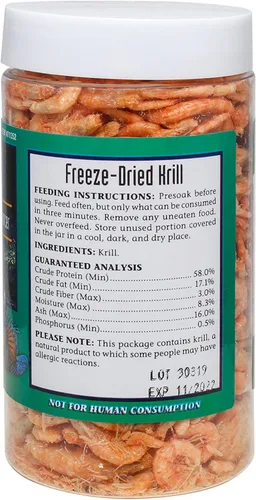 Vista 4 de San Francisco Bay Brand Alimento de pescado krill liofilizado, totalmente natural, cosechado de forma sostenible, camarones secos con alto contenido