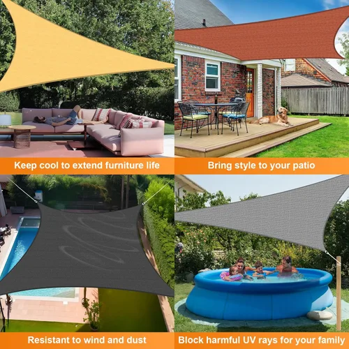 Vista 2 de Artpuch - Toldo rectangular tipo vela, con bordes curvados, grado comercial, 5.46 oz/yd², permeable, para exteriores, terraza, patio trasero