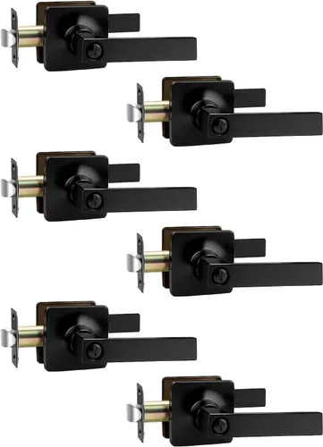 Vista 5 de Mengico Paquete de 1 cerradura de puerta, manijas de puerta negras para interiores, palanca de puerta interior izquierda o derecha, manija de puerta