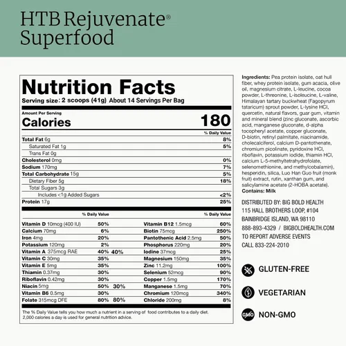 Vista 5 de BIG BOLD HEALTH HTB Rejuvenate Superfood Proteína en polvo a base de plantas Trigo sarraceno tartario del Himalaya con polifenoles y 0.60 oz