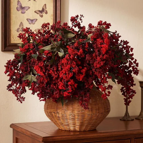 Vista 21 de Zeyune 3 tallos de bayas artificiales de 35 pulgadas, decoración