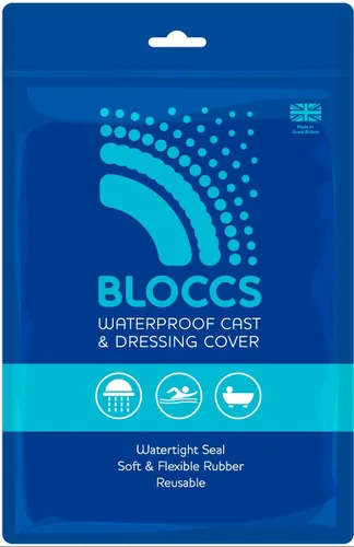 Vista 7 de BLOCCS - Funda para brazo 100% impermeable, bloques de bebé (12-24 meses), protector reutilizable para ducha, baño y natación, XS