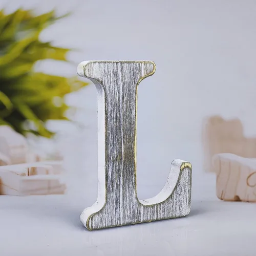 Vista 15 de Letras de madera rústica sin terminar de 4 pulgadas para decoración de pared, letras decorativas de pie en rodajas, decoración de tablero
