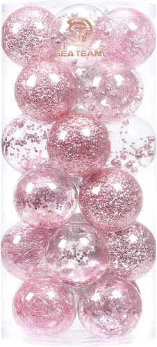 Vista 23 de Sea Team Juego de bolas de Navidad de plástico transparente, inastillables, varios tamaños, bolas decorativas de Navidad con decoraciones delicadas