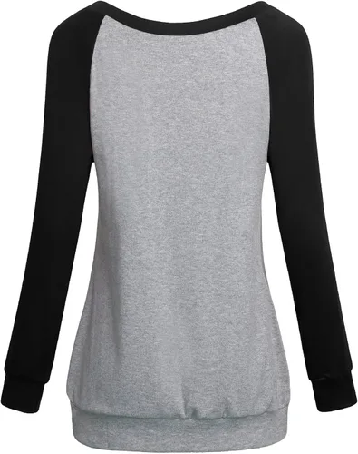 Vista 2 de Cestyle - Sudadera con cuello redondo y manga larga raglán para mujer, suéter ligero y casual