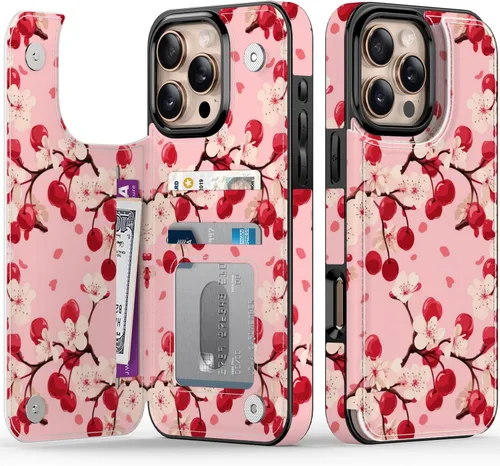 Vista 154 de FUNMIKO Funda tipo cartera para iPhone 13 con tarjetero, bloqueo RFID, protección de grado militar y obras de arte impresas con rayos UV, cierre