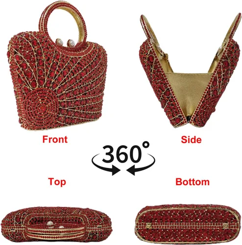 Vista 3 de HUANG ZHUANG Elegante cesta de cristal embrague mujeres Rhinestone bolso de noche boda fiesta formal banquete monederos bolso