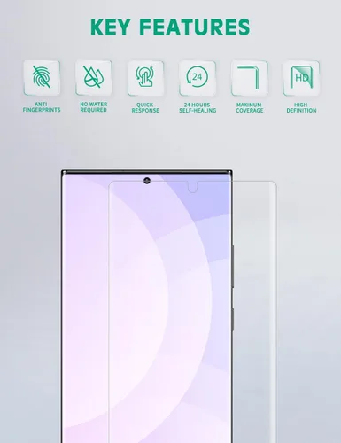 Vista 8 de apiker Paquete de 4 protectores de pantalla compatibles con Samsung Galaxy Note 10 Plus, película de TPU suave, compatible con sensor de huellas