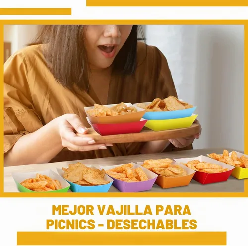 Vista 5 de Panelee - 120 bandejas coloridas para nachos y botes de comida desechables