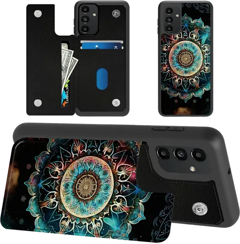 Vista 10 de Funda tipo cartera para Samsung Galaxy A14 5G con tarjetero y bloqueo RFID, piel sintética suave, función atril, cierre magnético, funda delgada