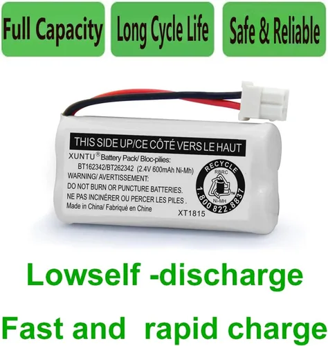 Vista 5 de XUNTU BT162342/BT262342 2.4V 600mAh Ni-MH batería inalámbrica para teléfono BT166342/BT266342 BT183342/BT283342 compatible con EL52351 TL90070
