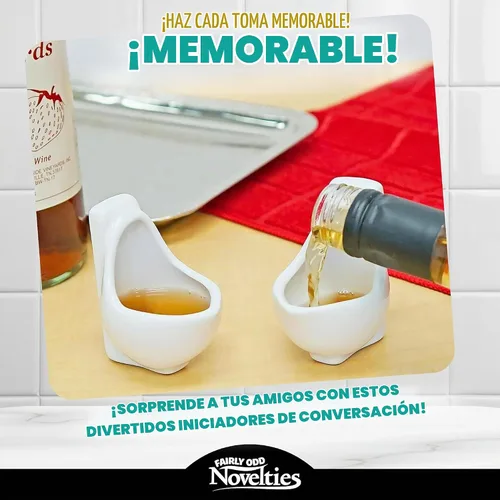Vista 5 de Fairly Odd Novelties Vasos de trago de cerámica con diseño de orinal, juego de 2, 1.5oz - Regalo perfecto para bromas, elefante blanco, regalo