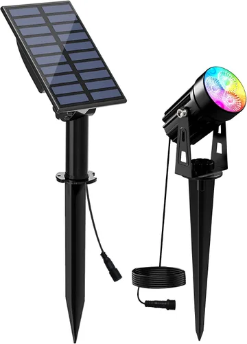 Vista 26 de Luces solares para exterior, focos de paisaje IP65 impermeables con cable de 3m, luces de pared para exterior con encendido y apagado automático