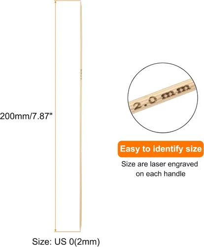 Vista 2 de HARFINGTON 5 piezas de agujas de tejer de bambú de doble punta tamaño US 0 (2 mm) carbonizadas de 7.9 pulgadas (20 cm) rectas para tejer creativa