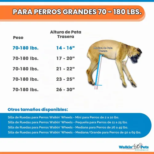 Vista 2 de Walkin' Wheels Silla de ruedas para perros, para perros grandes, de 70 a 180 libras, aprobada por veterinarios, silla de ruedas para perros para Azul