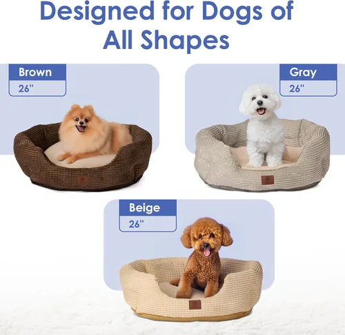 Vista 6 de American Kennel Club Cama para perro de 26 pulgadas, textura de palomitas de maíz, lavable, antideslizante, para perros medianos y grandes