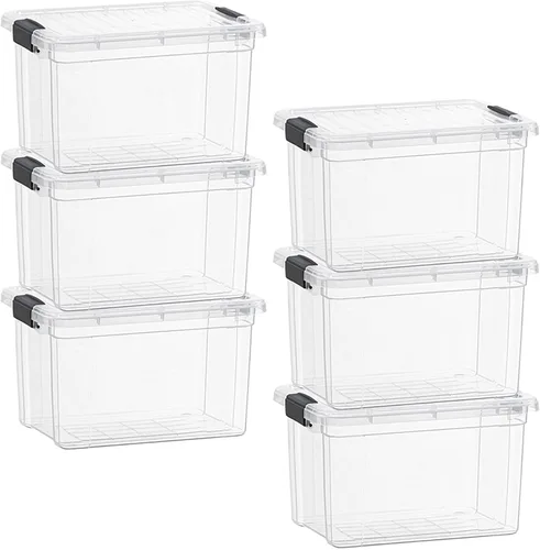 Vista 13 de Superio Mini contenedor de almacenamiento de plástico para crayón, suministros de arte y estuche de costura, organizador pequeño apilable