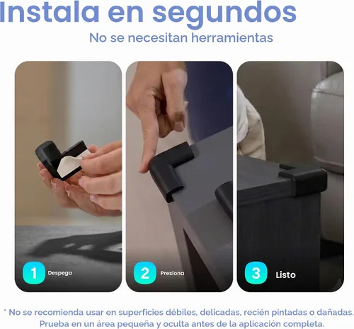 Vista 4 de Paquete de 8 protectores de esquina para bebés para hacer esquinas y bordes a prueba de bebés; cubiertas de esquina de mesa para seguridad del bebé