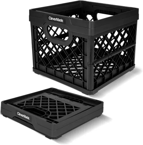 Vista 9 de CleverMade Caja de almacenamiento plegable para leche, roja, 1 unidad - 25L (6 galones) Contenedores apilables, capacidad de 50 libras por Rojo