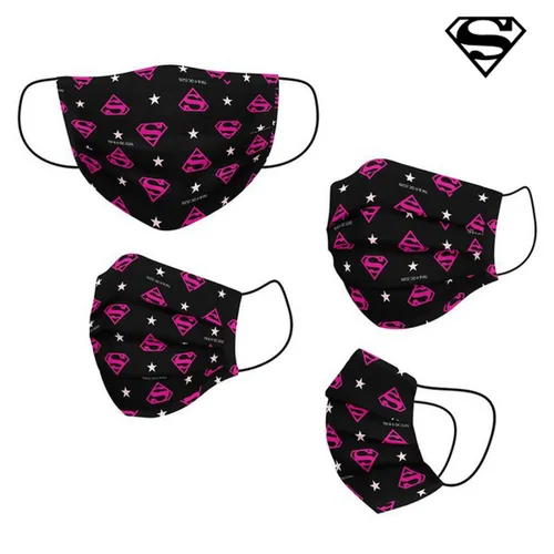 Vista 2 de Mascarilla Higiénica de Tela Reutilizable DC Super Hero Girls Infantil Negro
