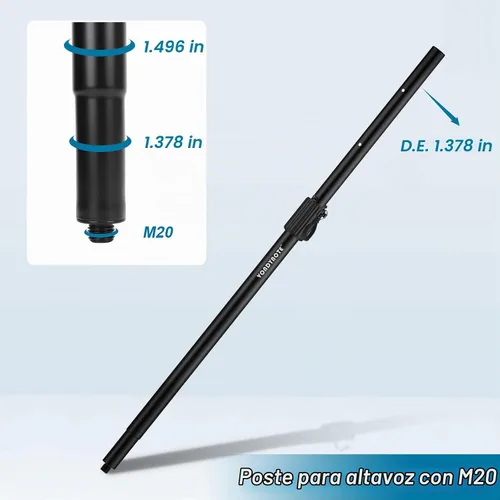 Vista 4 de Vondynote Multi Sub a postes de altavoz con M20 y montaje de 1.378 in con bolsa de transporte Set of 2, 34"-52" Extendable Speaker Pole, Fit Subs