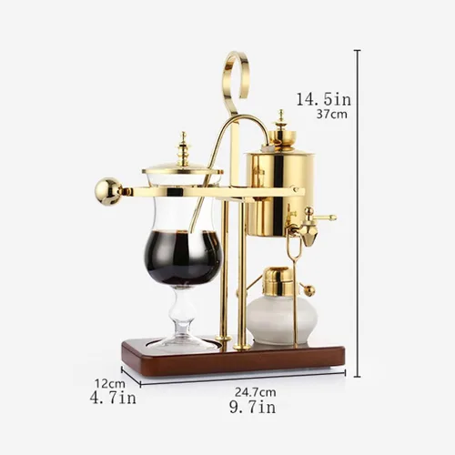 Vista 2 de ASSICON Cafetera de aluminio con sifón de equilibrio familiar de lujo, cafetera con sifón en frío, cafetera con diseño elegante estilo retro