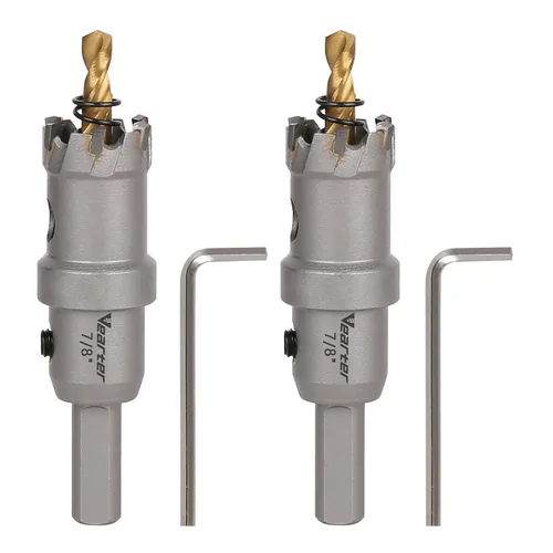 Vista 26 de Sierra perforadora de carburo de 1-1/2 pulgadas (1.496 in) para metal duro, cortador de agujeros con punta de carburo de tungsteno con broca piloto