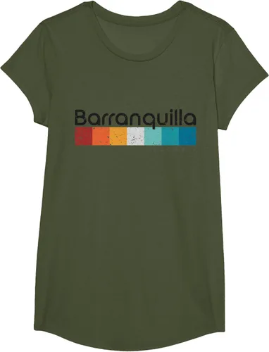 Vista 74 de Barranquilla Colombia - Camiseta de diseño vintage de estilo retro, Blanco, S