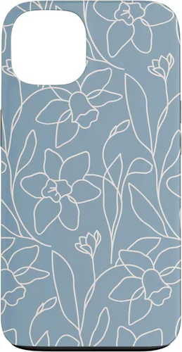 Vista 7 de Poppy Flower Line Art Modern Leaves Boho Light Blue Case for iPhone 17