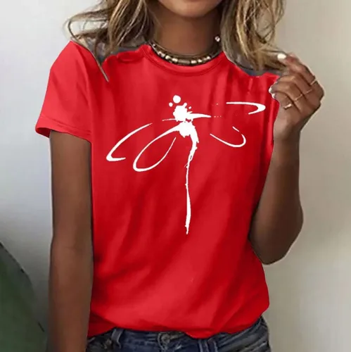 Vista 90 de Camiseta con estampado de animales para mujer, camiseta de libélula divertida, linda camiseta de manga corta, blusa de primavera 2023, camisas