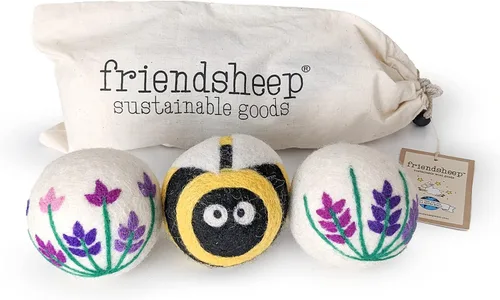 Vista 14 de Friendsheep Bolas secadoras de lana, alternativa orgánica reutilizable para suavizantes de telas para lavandería, hechas a mano, comercio justo