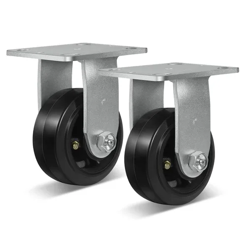 Vista 46 de Ruedas resistentes de 4 pulgadas, ruedas industriales de placa con rueda de goma, utilizadas para carrito de herramientas, plataforma, camión