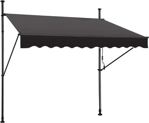 Vista 7 de STEELAID Toldo retráctil manual – Parasol de 59 pulgadas sin tornillos para exteriores – Cubierta de pérgola ajustable con protección UV – Toldo