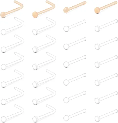 Vista 7 de MODRSA 18g 20g Nude Clear Nose Studs for Work Clear Piercing Retainers for Surgery Plastic Septum Retainer 16g Labret Lip Studs Plastic Cartilage