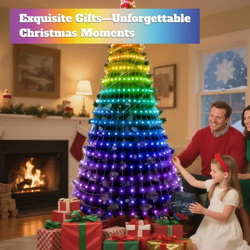 Vista 7 de Luces para árbol de Navidad – 200 luces LED multicolor con más de 100 modos de luces inteligentes con aplicación, control remoto con sincronización