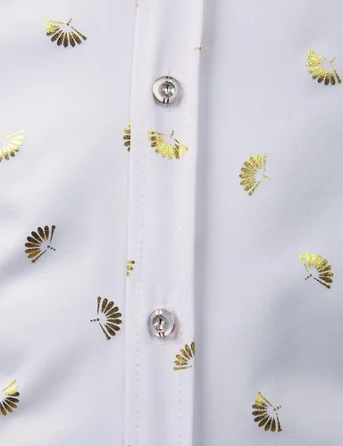Vista 4 de ZEROYAA Camisas de vestir de manga larga con botones y estampado floral de rosas para hombre