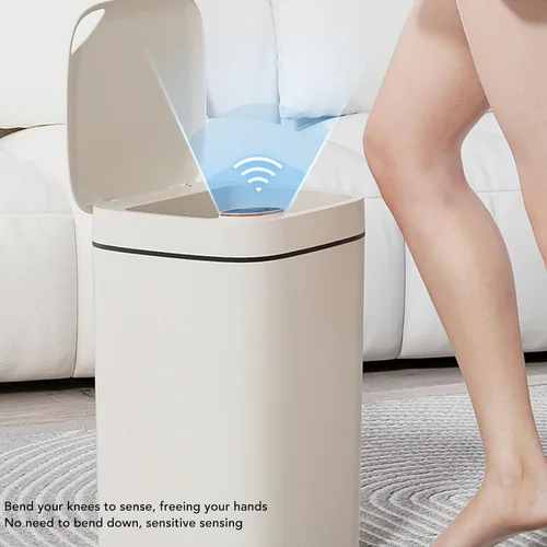 Vista 7 de Bote de basura automático de 12 L, sensor de movimiento sin contacto, cubo de basura inteligente con tapa para dormitorio, baño, cocina, oficina